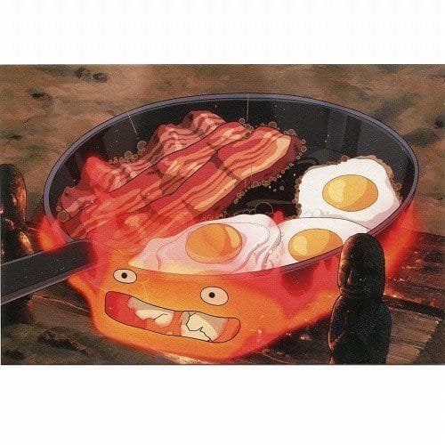 Howl´s Moving Castle Postcards Calcifer bacon & egg Movic