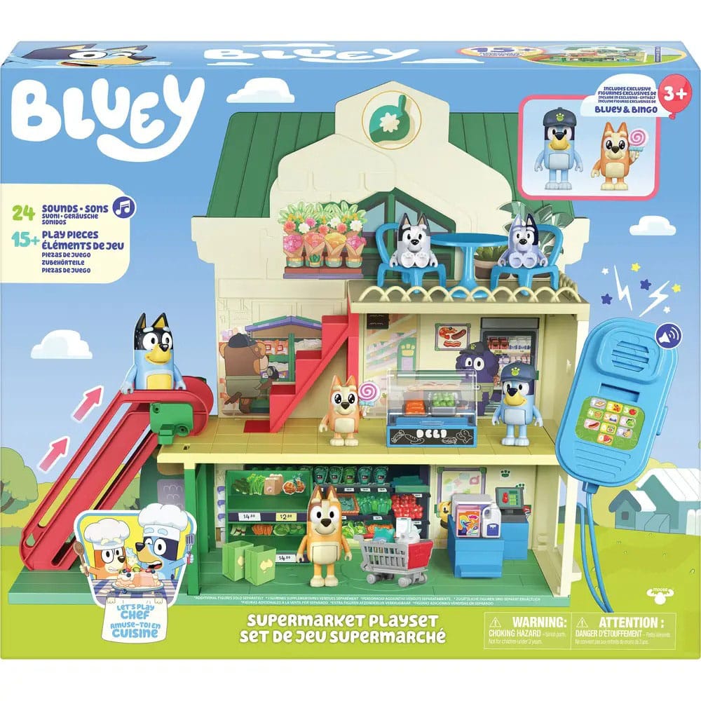 Bluey Mini Figure Playset Bluey Let's Play Chef Supermarket Moose Toys