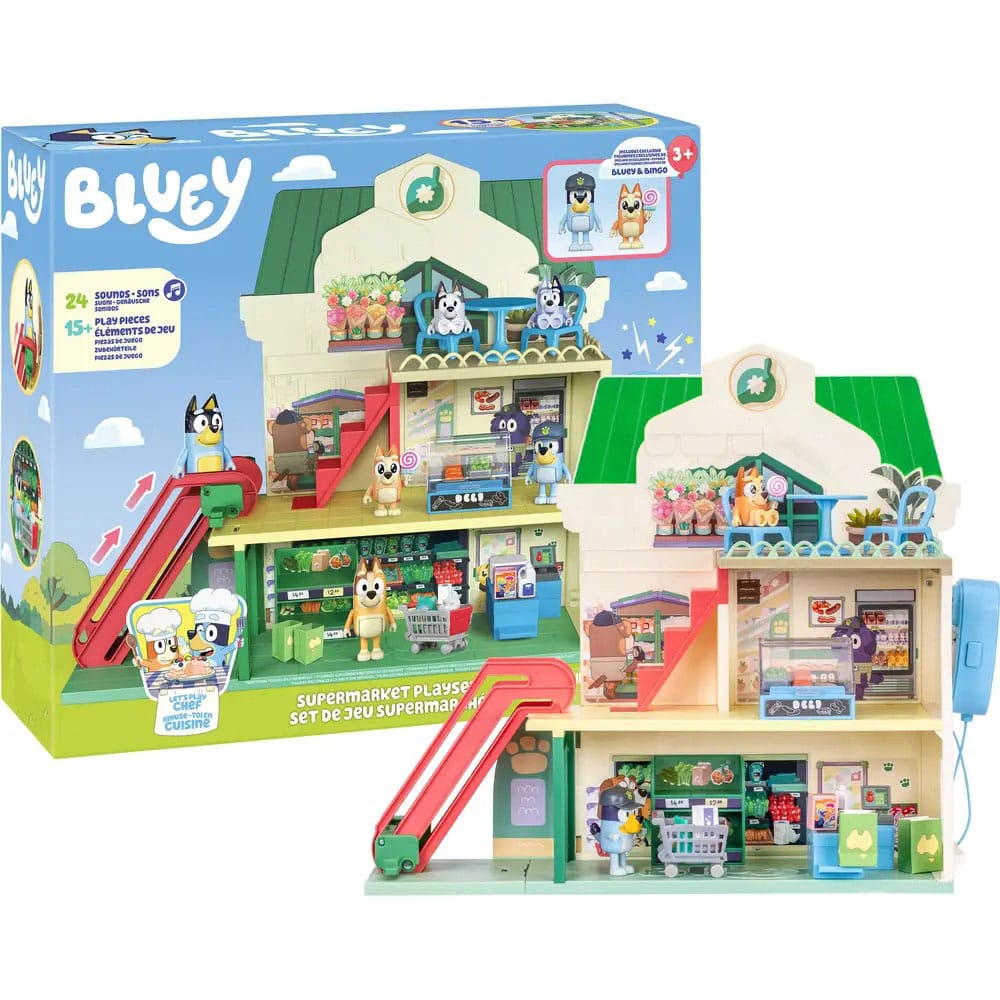 Bluey Mini Figure Playset Bluey Let's Play Chef Supermarket Moose Toys