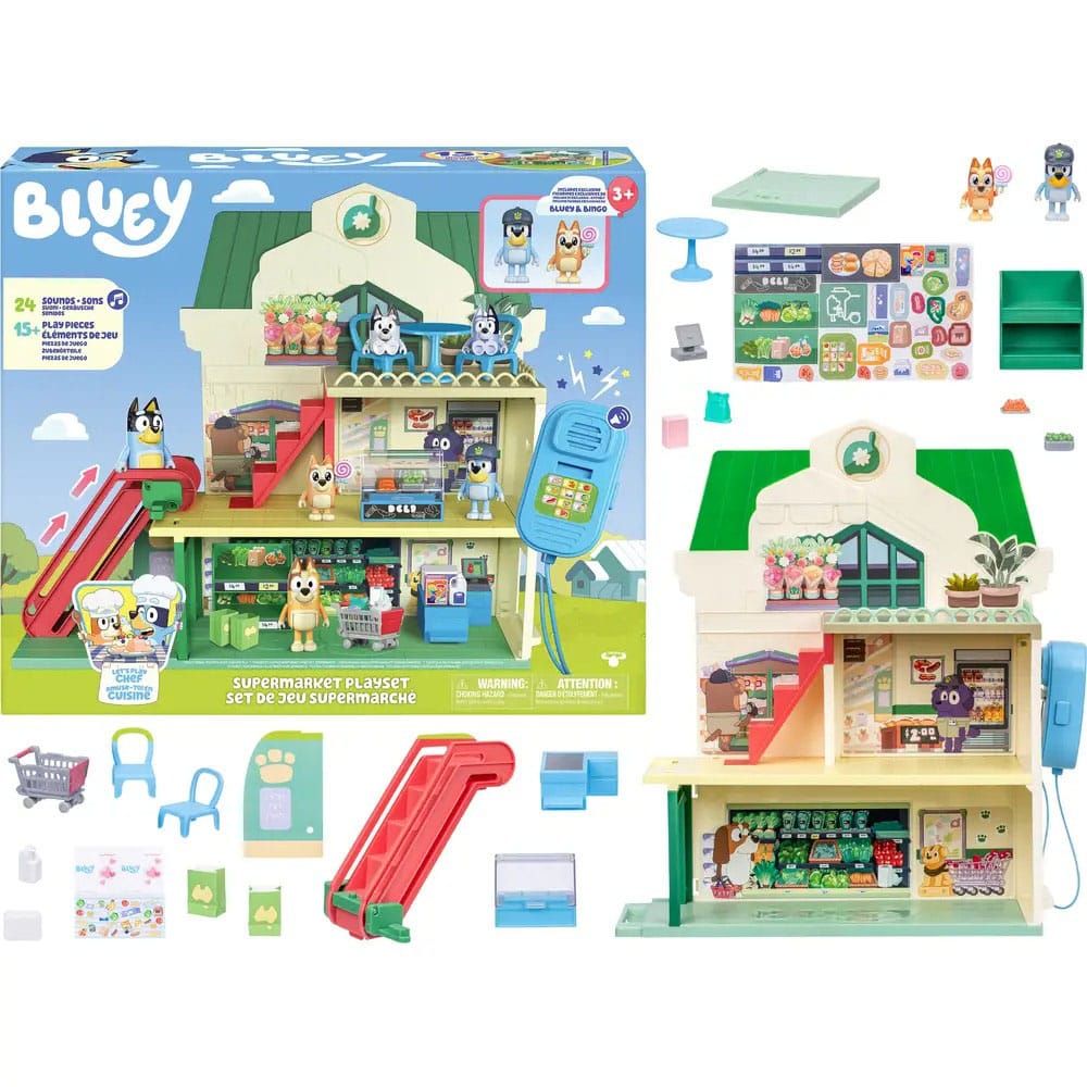 Bluey Mini Figure Playset Bluey Let's Play Chef Supermarket Moose Toys