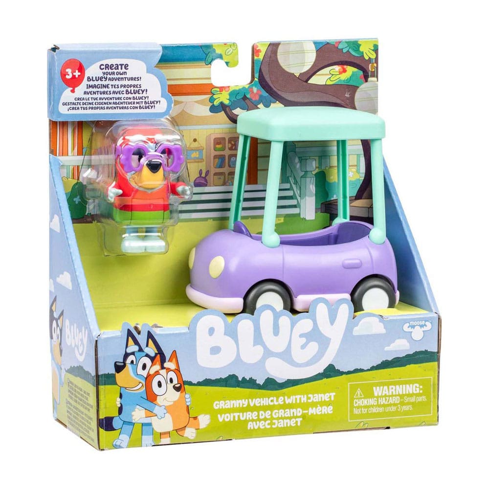 Bluey Mini Figure Playset Janet & Granny Car Moose Toys