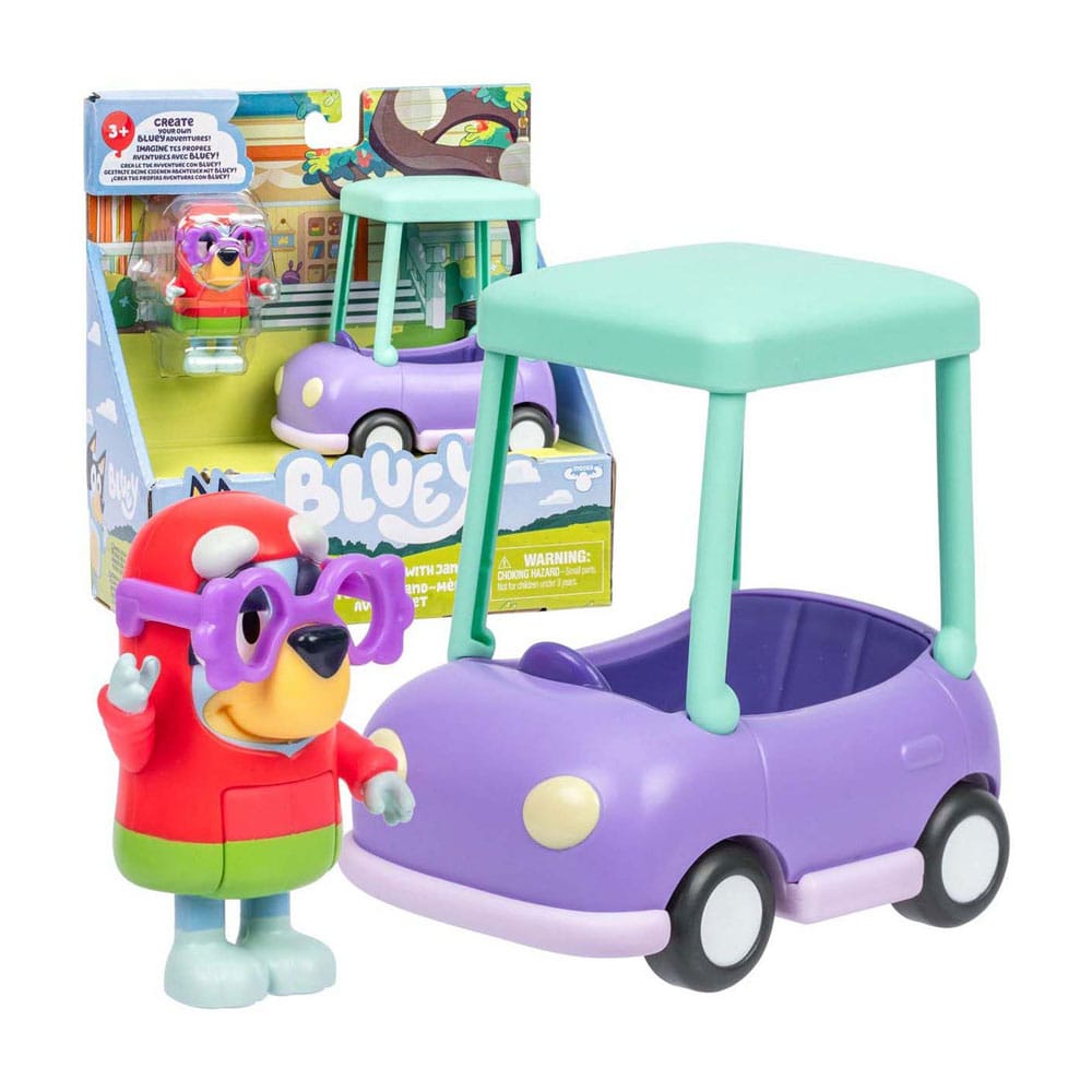 Bluey Mini Figure Playset Janet & Granny Car Moose Toys