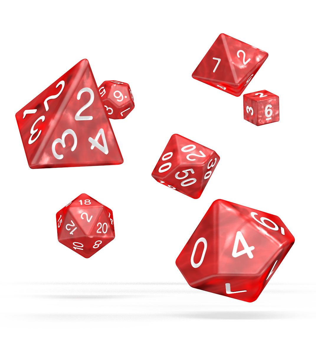 Oakie Doakie Dice RPG Set Marble Red 7 Oakie Doakie Dice