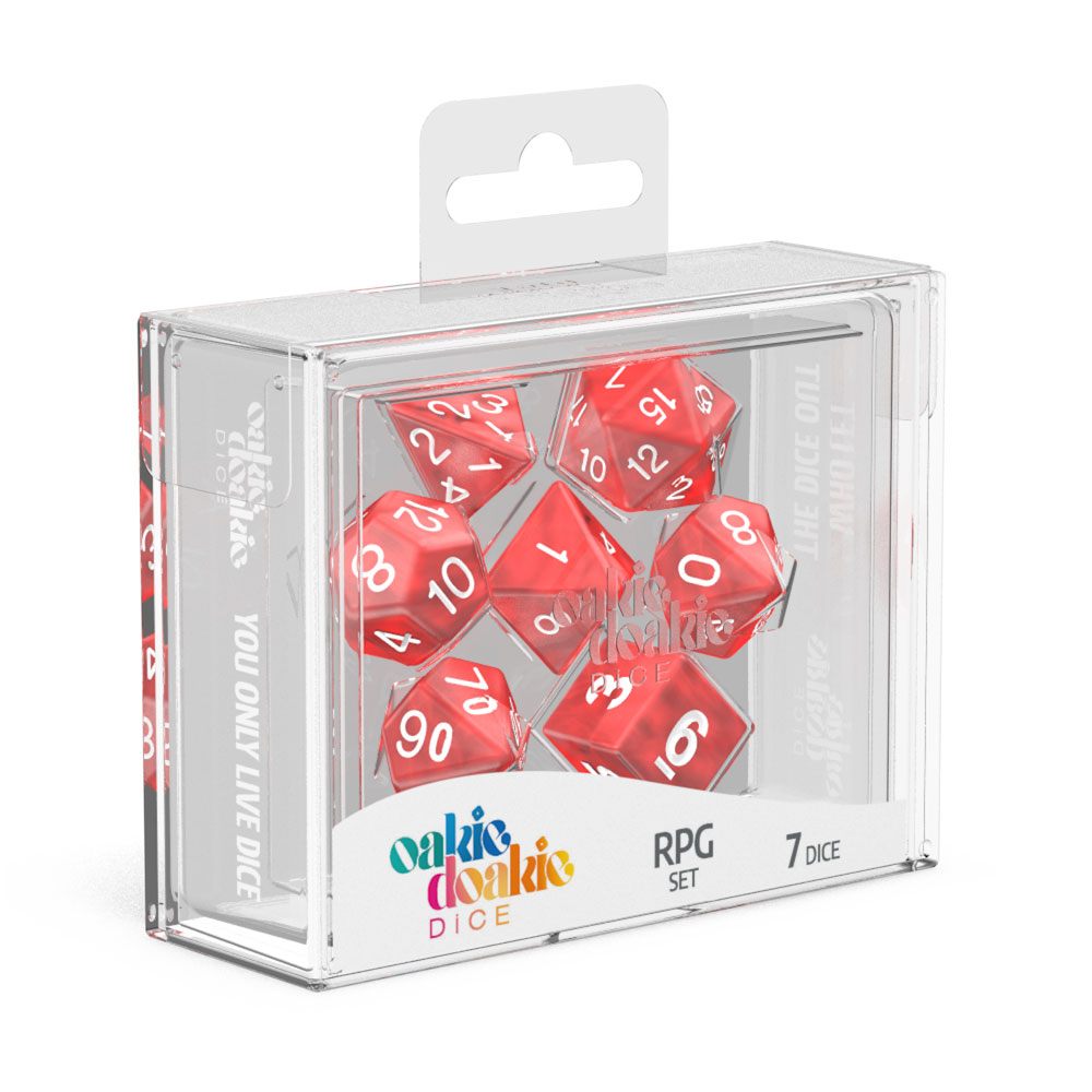 Oakie Doakie Dice RPG Set Marble Red 7 Oakie Doakie Dice