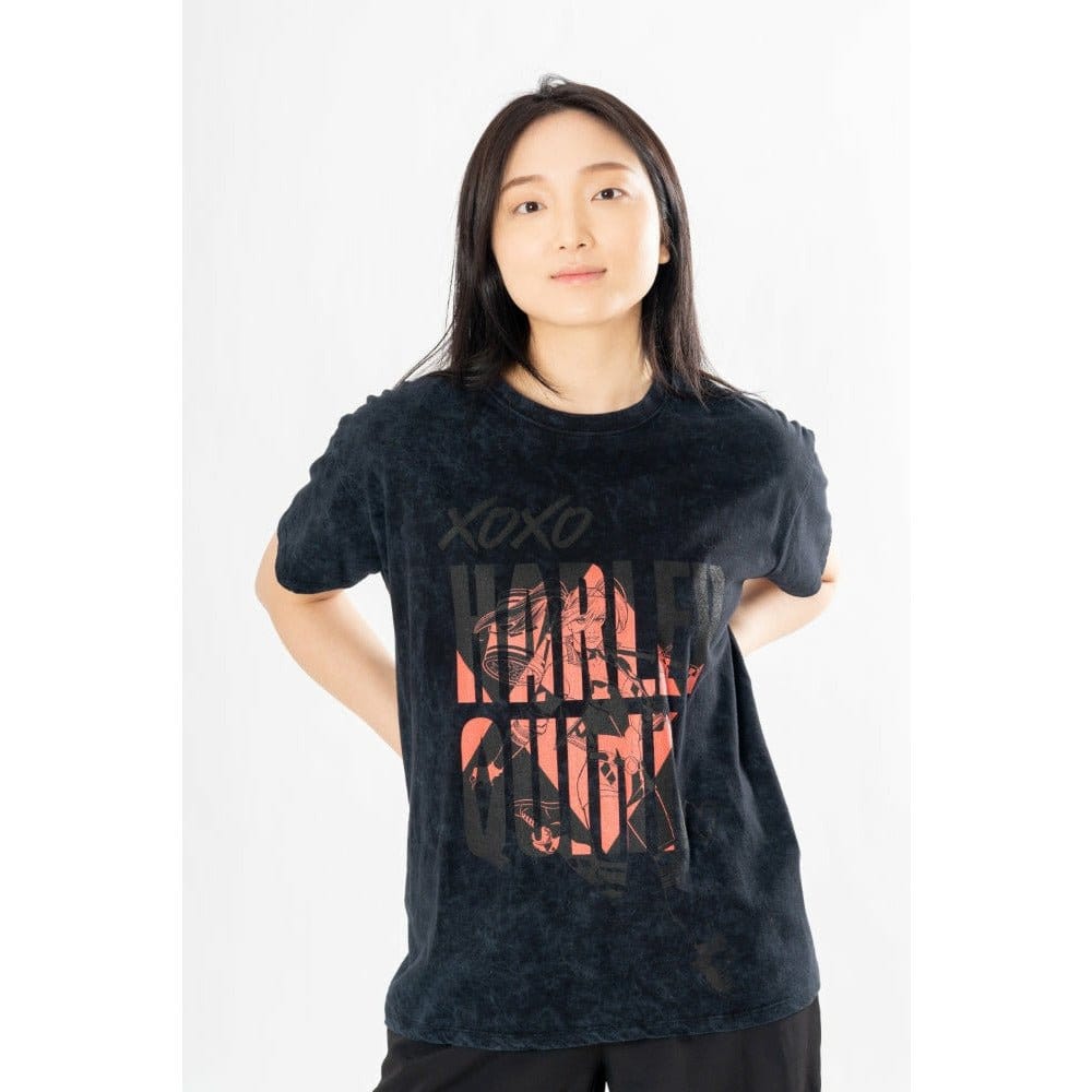 DC Comics T Shirt Harley Quinn Acid Wash Xoxo Size L CID