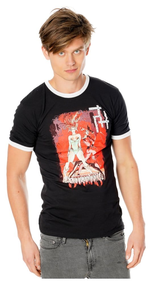 Gotham City Sirens T Shirt Crossword Black Ringer Size XL CID