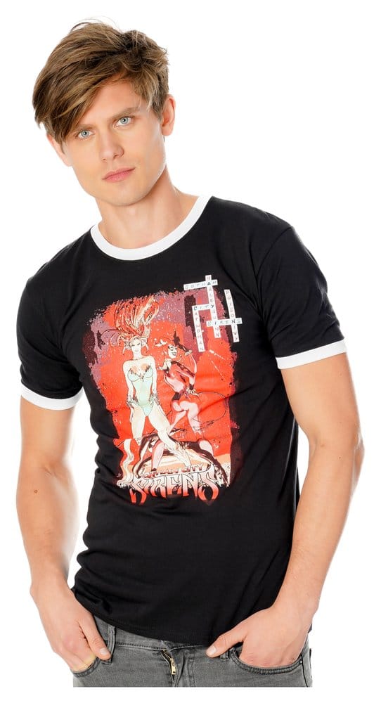 Gotham City Sirens T Shirt Crossword Black Ringer Size L CID