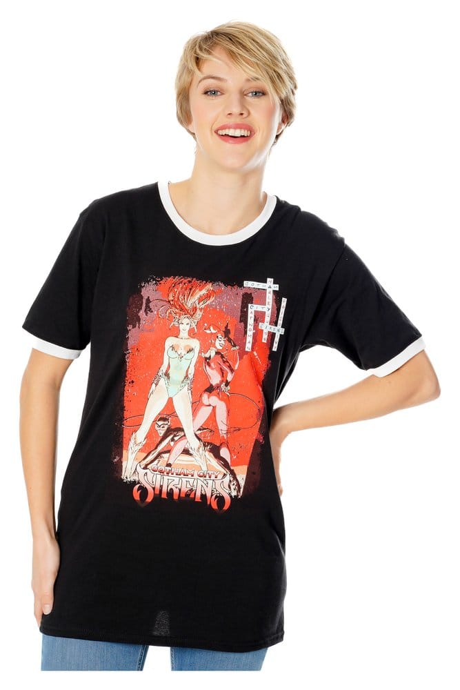 Gotham City Sirens T Shirt Crossword Black Ringer Size XL CID