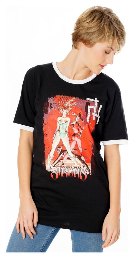 Gotham City Sirens T Shirt Crossword Black Ringer Size XXL CID