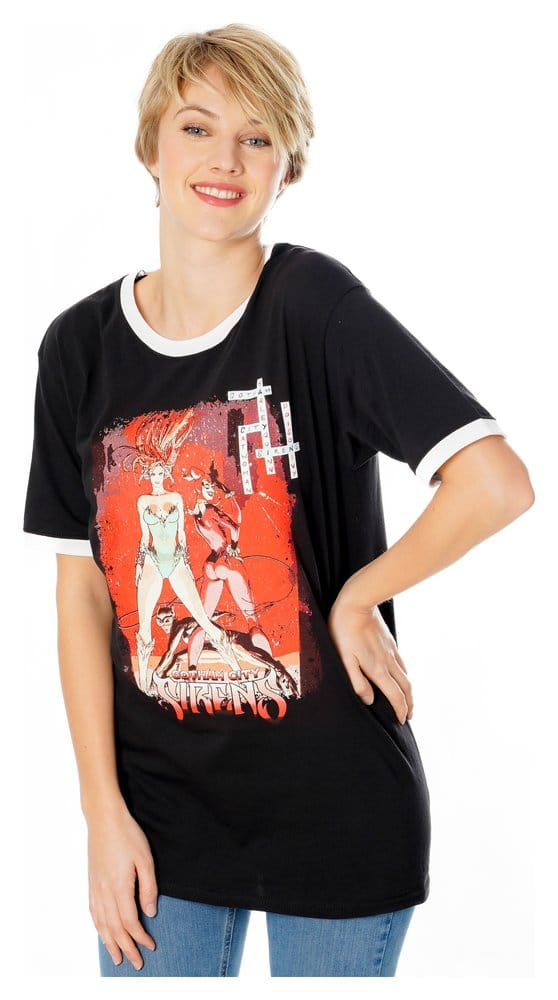Gotham City Sirens T Shirt Crossword Black Ringer Size XXL CID