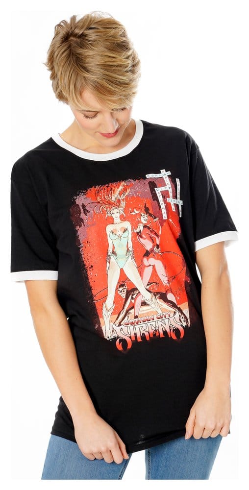 Gotham City Sirens T Shirt Crossword Black Ringer Size XXL CID