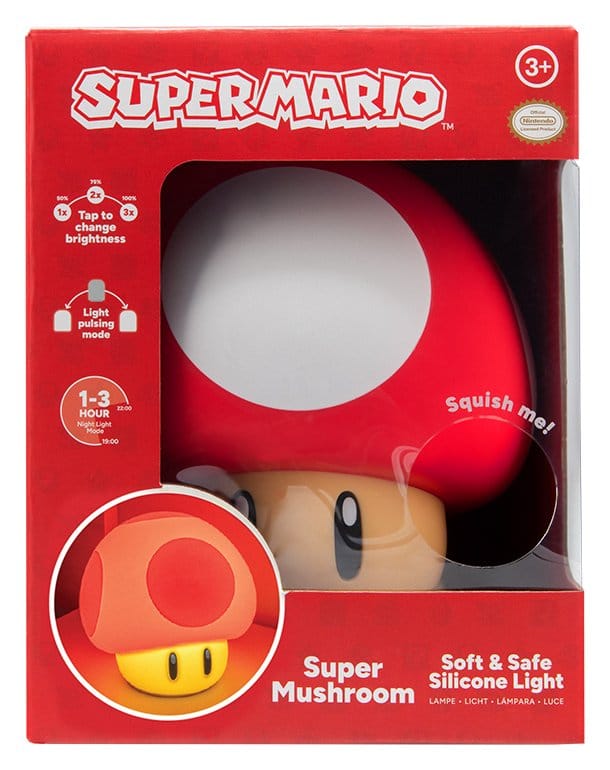 Super Mario SquishyGlo Silicon Light Super Mushroom Rechargeable Paladone Products