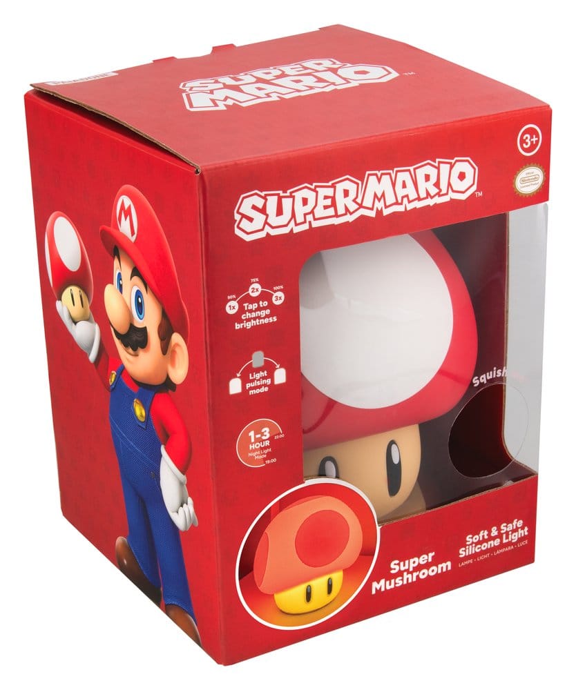 Super Mario SquishyGlo Silicon Light Super Mushroom Rechargeable Paladone Products