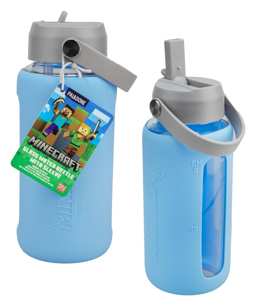Minecraft Glass Water Bottle with Sleeve Paladone Products