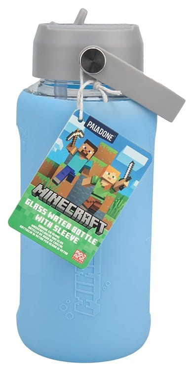 Minecraft Glass Water Bottle with Sleeve Paladone Products