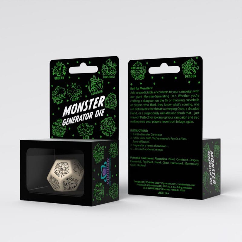 Viridian Jumbo Dice Monster Generator Die D12 Beige Q Workshop
