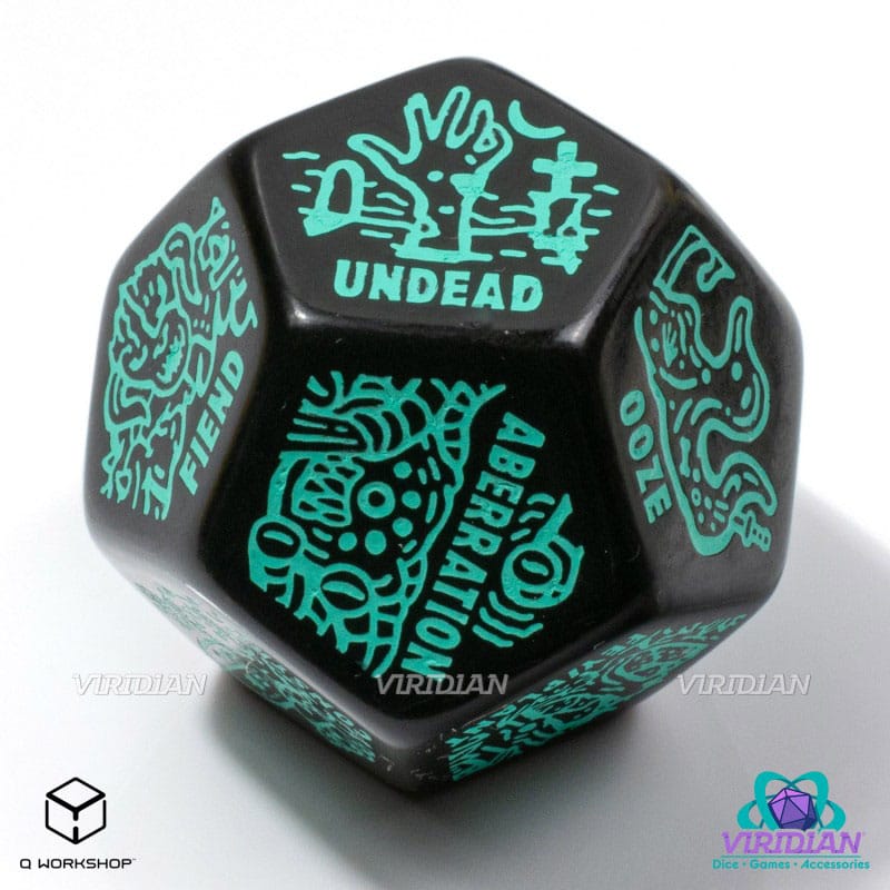 Viridian Jumbo Dice Monster Generator Die D12 Black Q Workshop