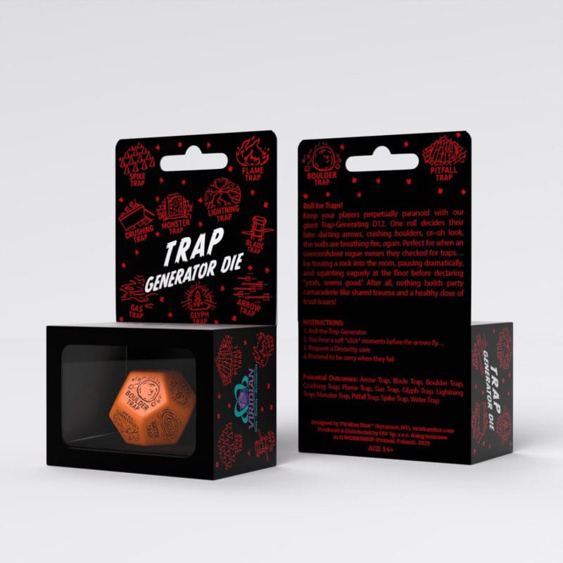 Viridian Jumbo Dice Trap Generator Die D12 Orange Q Workshop