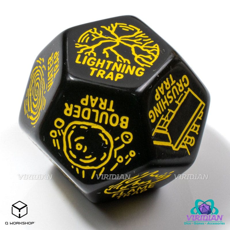 Viridian Jumbo Dice Trap Generator Die D12 Black Q Workshop
