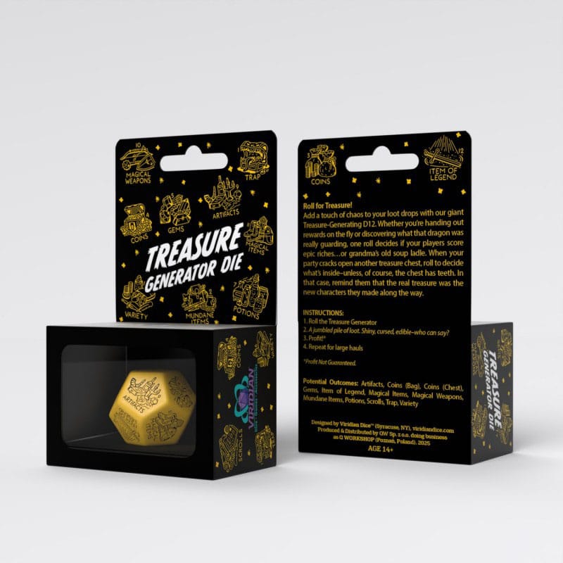 Viridian Jumbo Dice Treasure Generator Die D12 Yellow Q Workshop