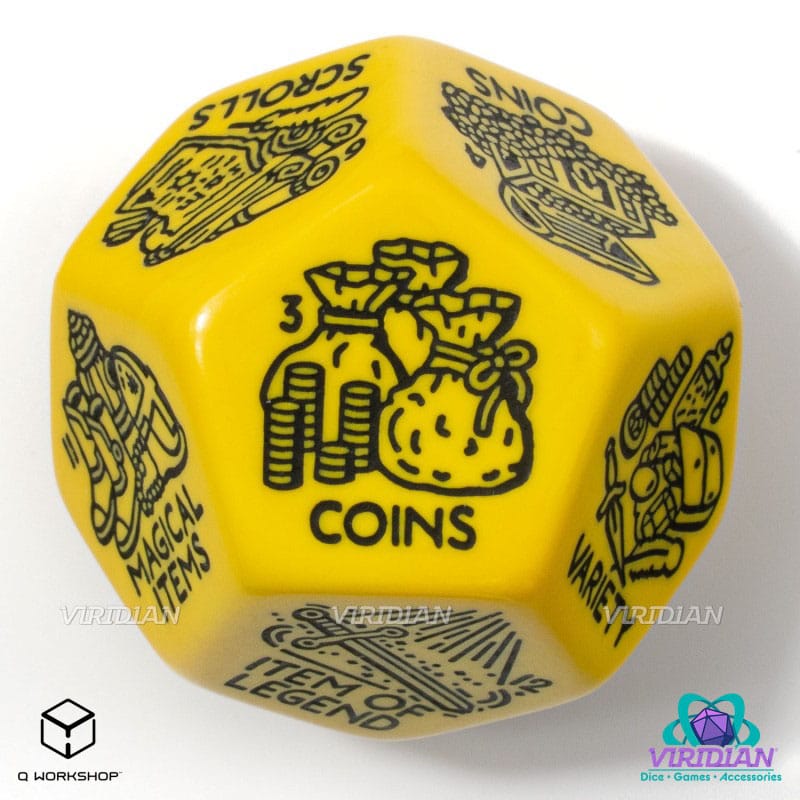 Viridian Jumbo Dice Treasure Generator Die D12 Yellow Q Workshop