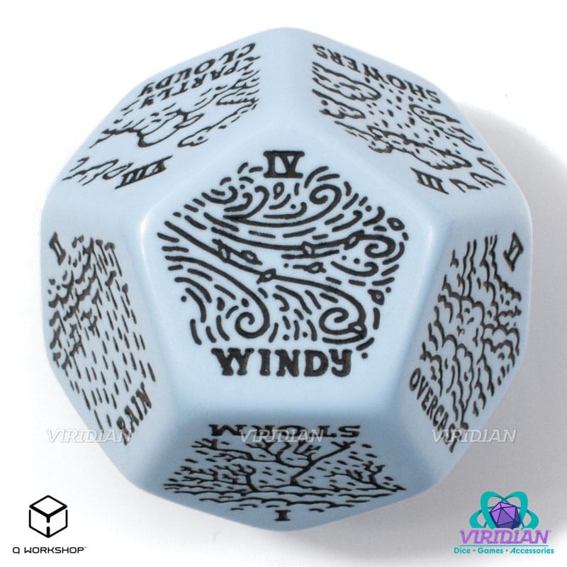 Viridian Jumbo Dice Weather Generator Die D12 Blue Q Workshop