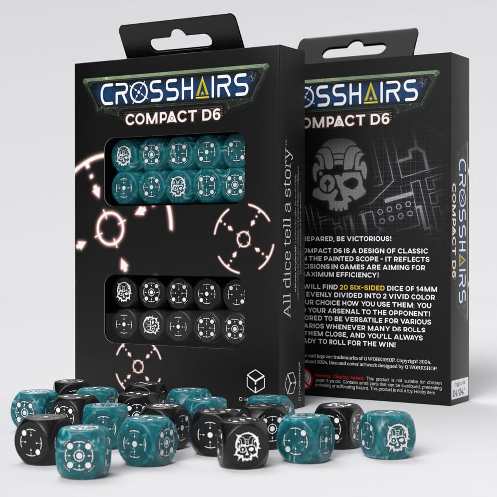Crosshairs Compact D6 Dice Set Stormy&Black 20 Q Workshop
