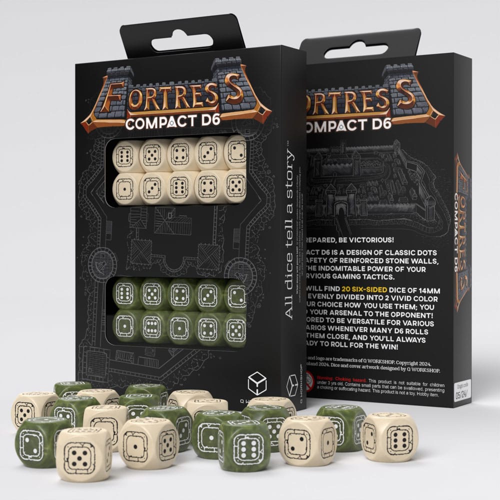Fortress Compact D6 Dice Set Beige&Olive 20 Q Workshop