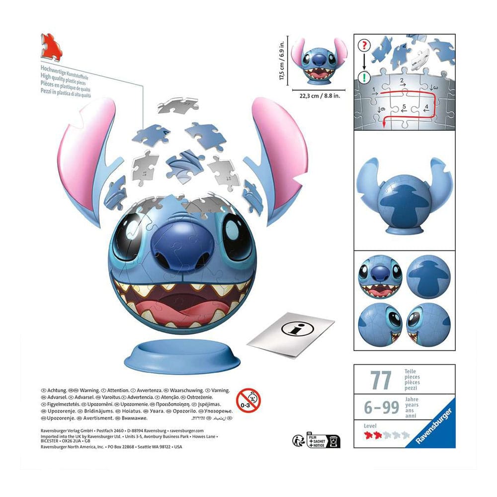 Lilo & Stitch 3D Puzzle Ball with Ears Stitch 77 pieces Ravensburger
