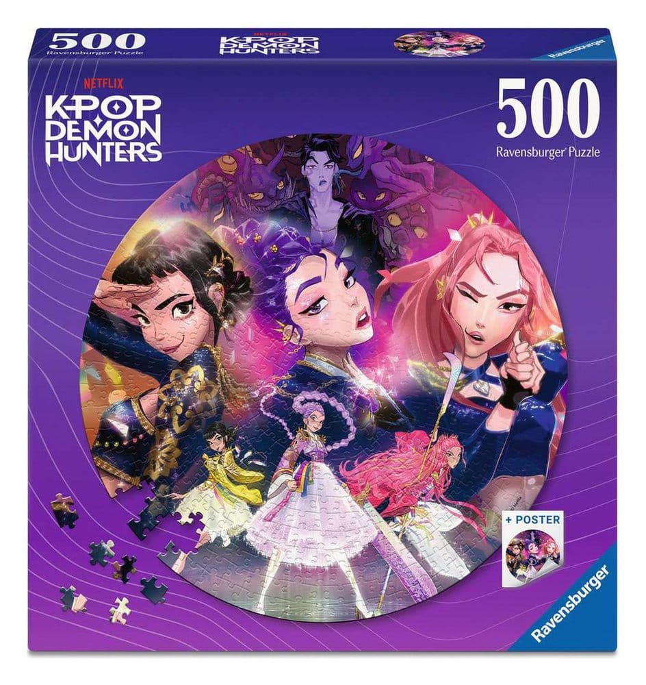 KPop Demon Hunters Round Jigsaw Puzzle For the fans! 500 Pieces Ravensburger