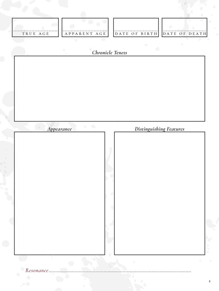 Vampire The Masquerade 5th Edition RPG Journal Expanded Character Sheet Journal *Englische Version* Renegade