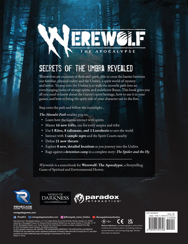 Werewolf The Apocalypse 5th Edition RPG Sourcebook The Moonlit Path *Englische Version* Renegade