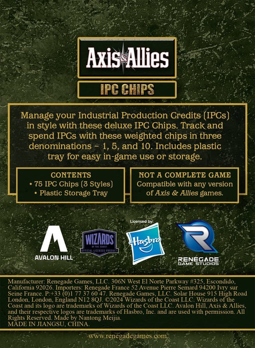 Avalon Hill board game Axis & Allies IPC Chips Extension Renegade