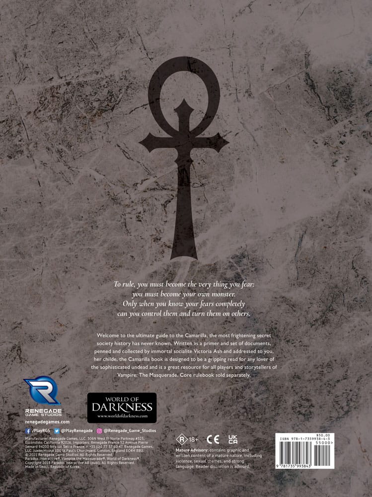 Vampire The Masquerade 5th Edition RPG book Camarilla Sourcebook *Englische Version* Renegade