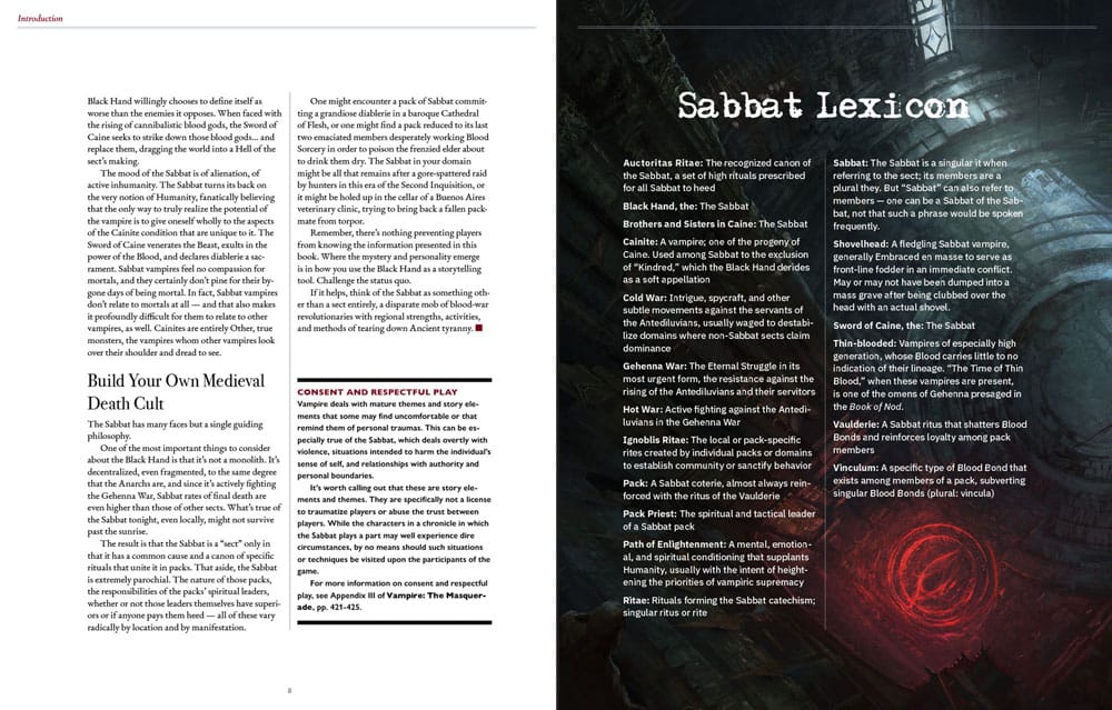 Vampire The Masquerade 5th Edition RPG book Sabbat The Black Hand Sourcebook *Englische Version* Renegade