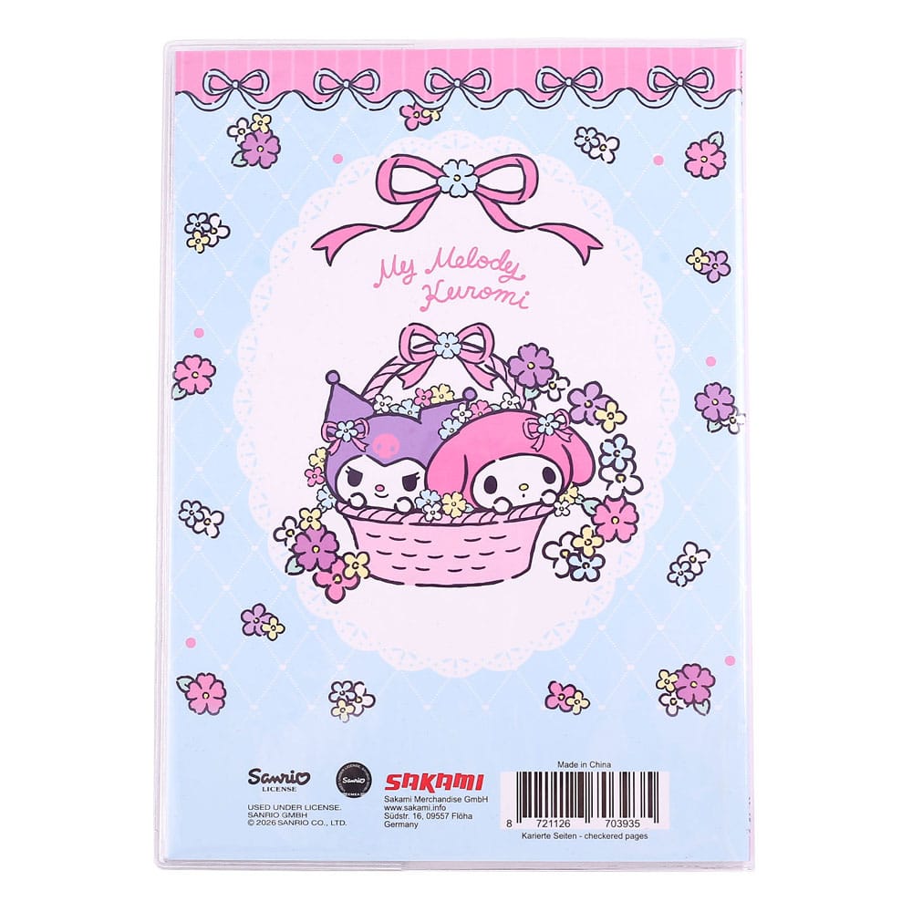Sanrio Notebook Kuromi & My Melody Pastel Flower Holographic Checkered Sakami Merchandise