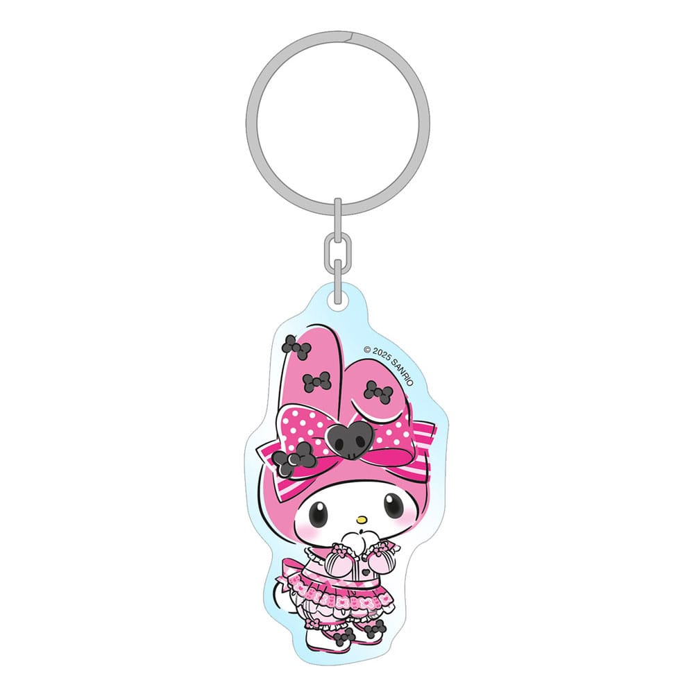 Sanrio Pink Black Party Series Acrylic Keychain My Melody Sakami Merchandise
