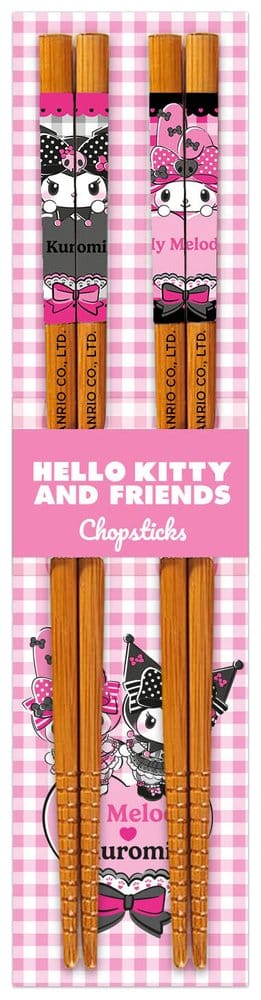 Sanrio Pink Black Party Series Chopsticks Hello Kitty Kimono Sakami Merchandise