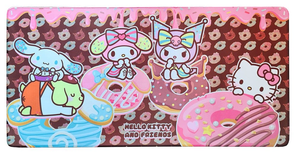 Sanrio Pink Black Party Series XXL Mousepad Hello Kitty & Friends Donuts Sakami Merchandise
