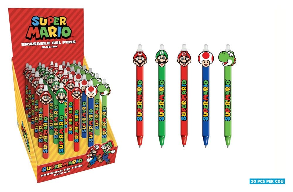 Super Mario Erasable Gel Pen Display 30 Pyramid International