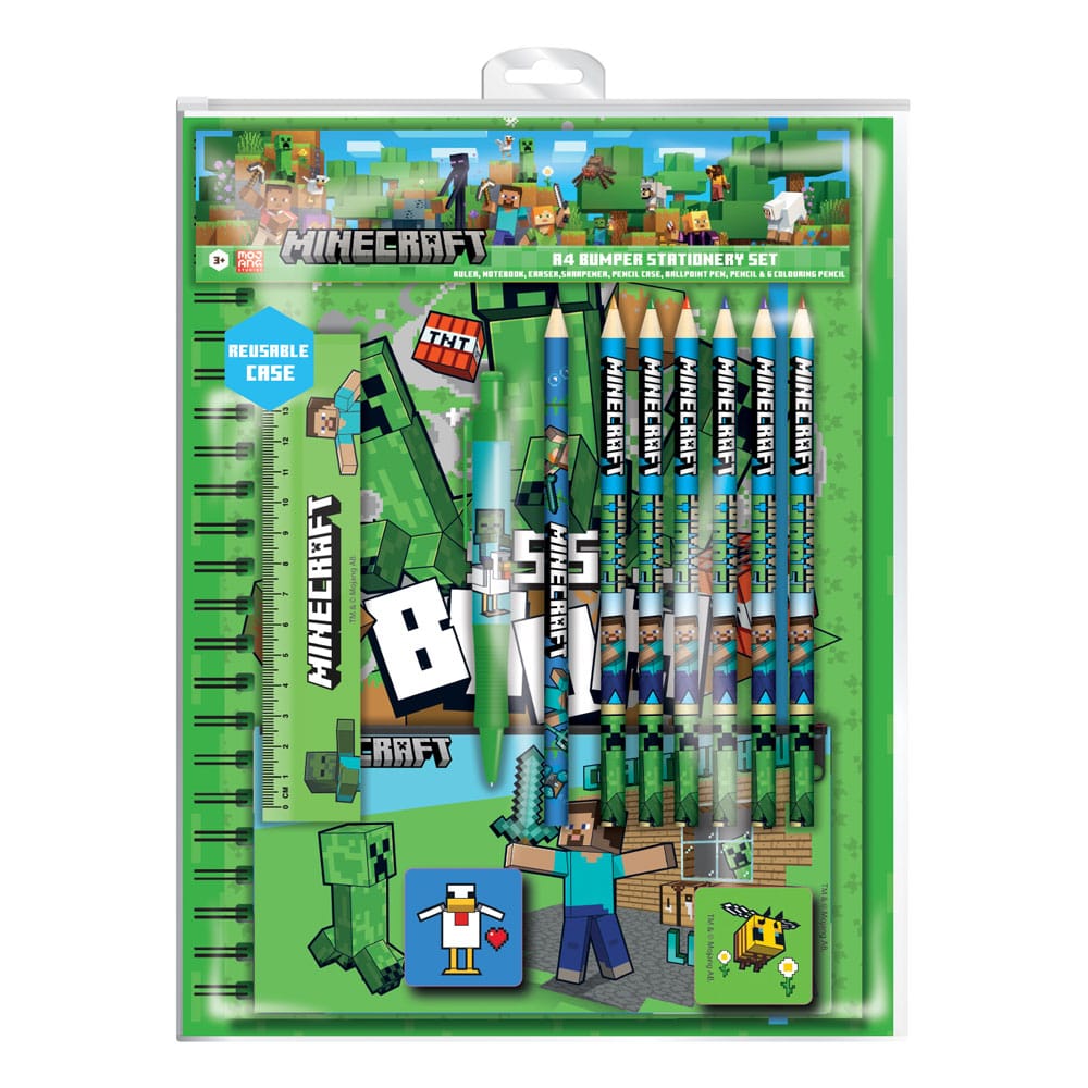 Minecraft 12 Piece Stationery Set A4 Bumper Pyramid International