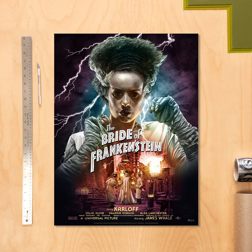 Bride of Frankenstein Art Print Bride of Frankenstein Color Variant by Ruiz Burgos unframed Sideshow Collectibles