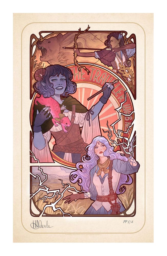 Critical Role Art Print Laura Bailey 10th Anniversary Art Nouveau Illustrations unframed Sideshow Collectibles