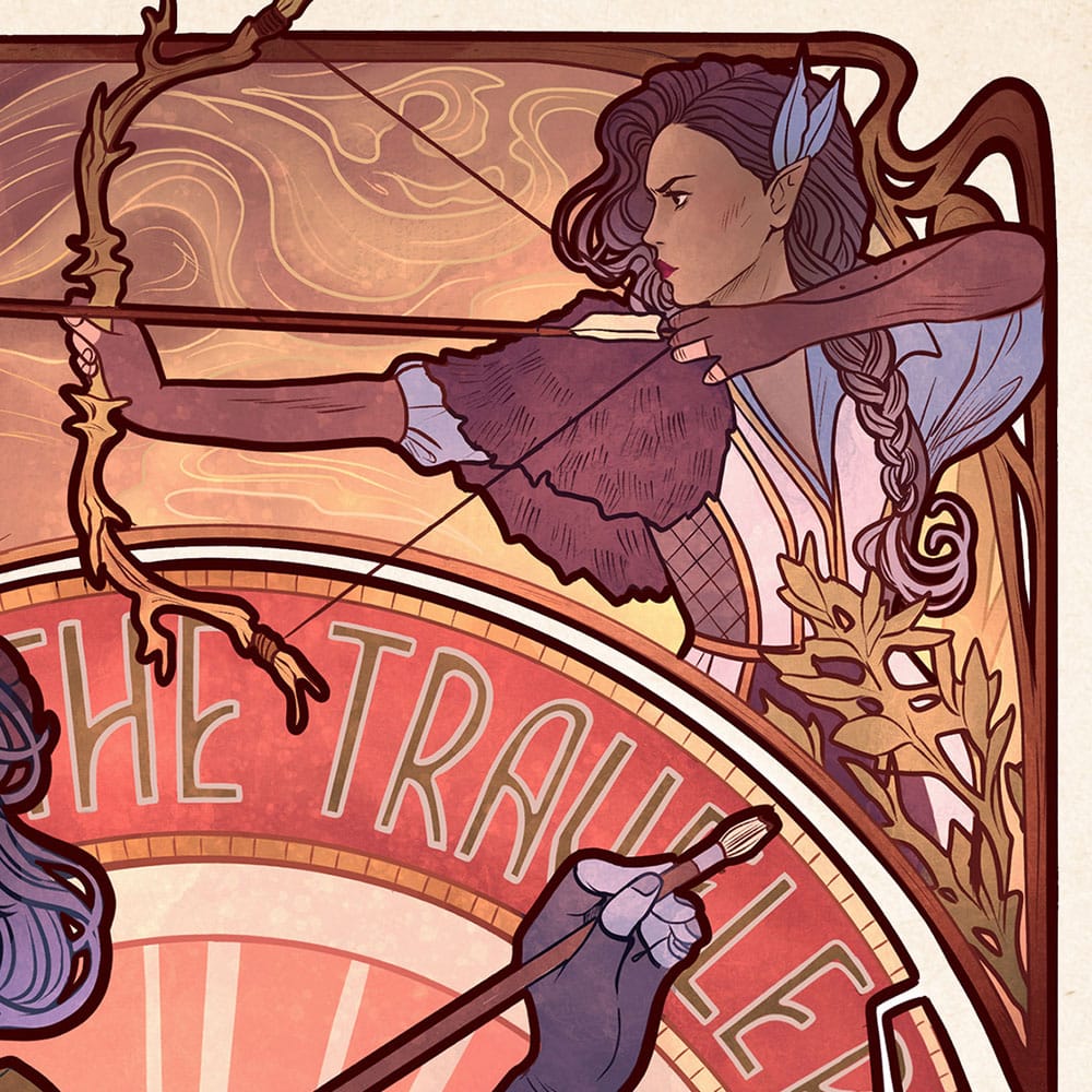 Critical Role Art Print Laura Bailey 10th Anniversary Art Nouveau Illustrations unframed Sideshow Collectibles