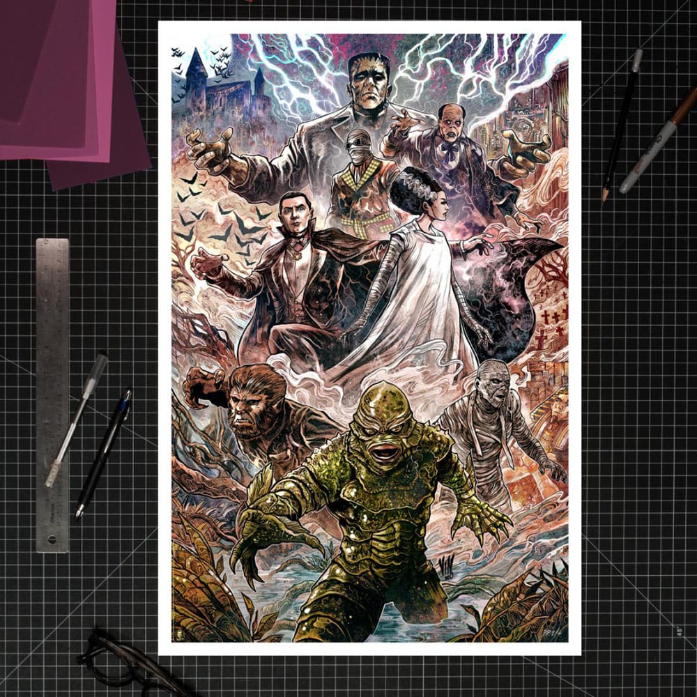 Universal Monsters Art Print Universal Monsters by Vincenzo Riccardi unframed Sideshow Collectibles