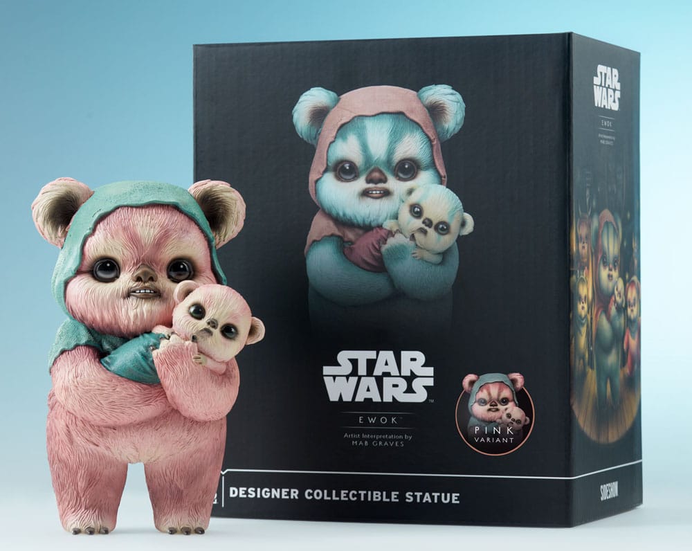 Star Wars Designer Statue Ewok by Mab Graves Pink Variant Sideshow Collectibles