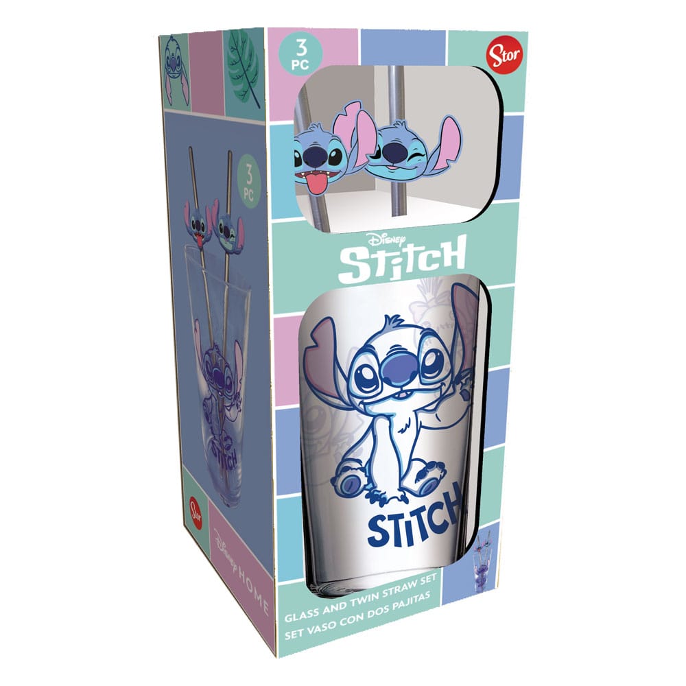 Lilo & Stitch Glass Tumbler with Straws Stitch 485 ml Stor