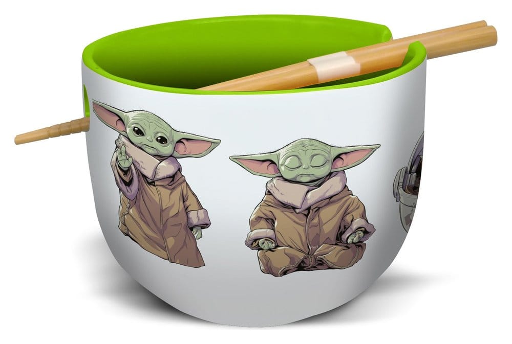 Star Wars The Mandalorian Ramen Bowl with Chopsticks Grogu Stor