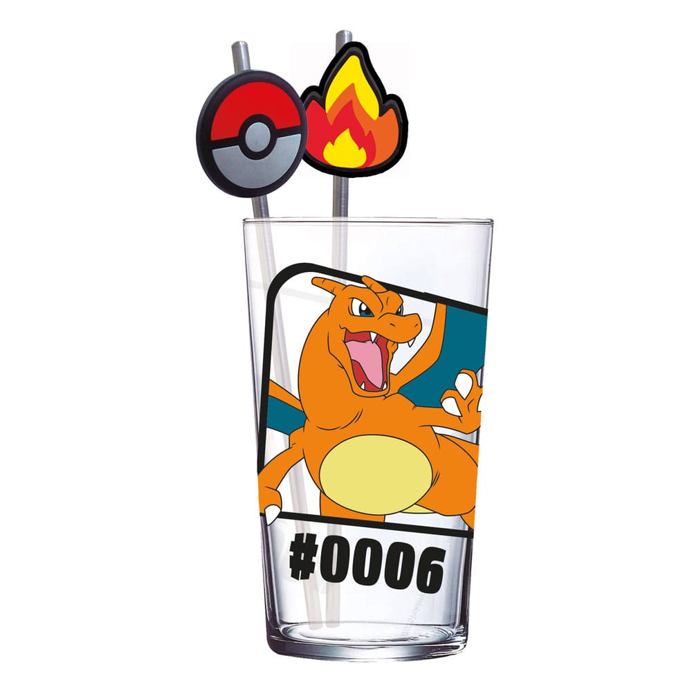 Pokémon Glass Tumbler with Straws Charizard 480 ml Stor