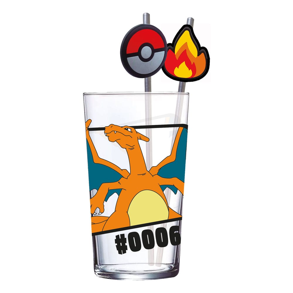 Pokémon Glass Tumbler with Straws Charizard 480 ml Stor
